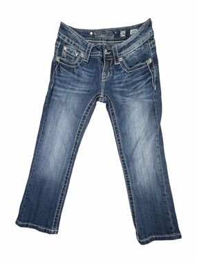 Miss Me Y2K Signature Cuffed Capri W/Rhinestone & Embroidered Pockets Size 24